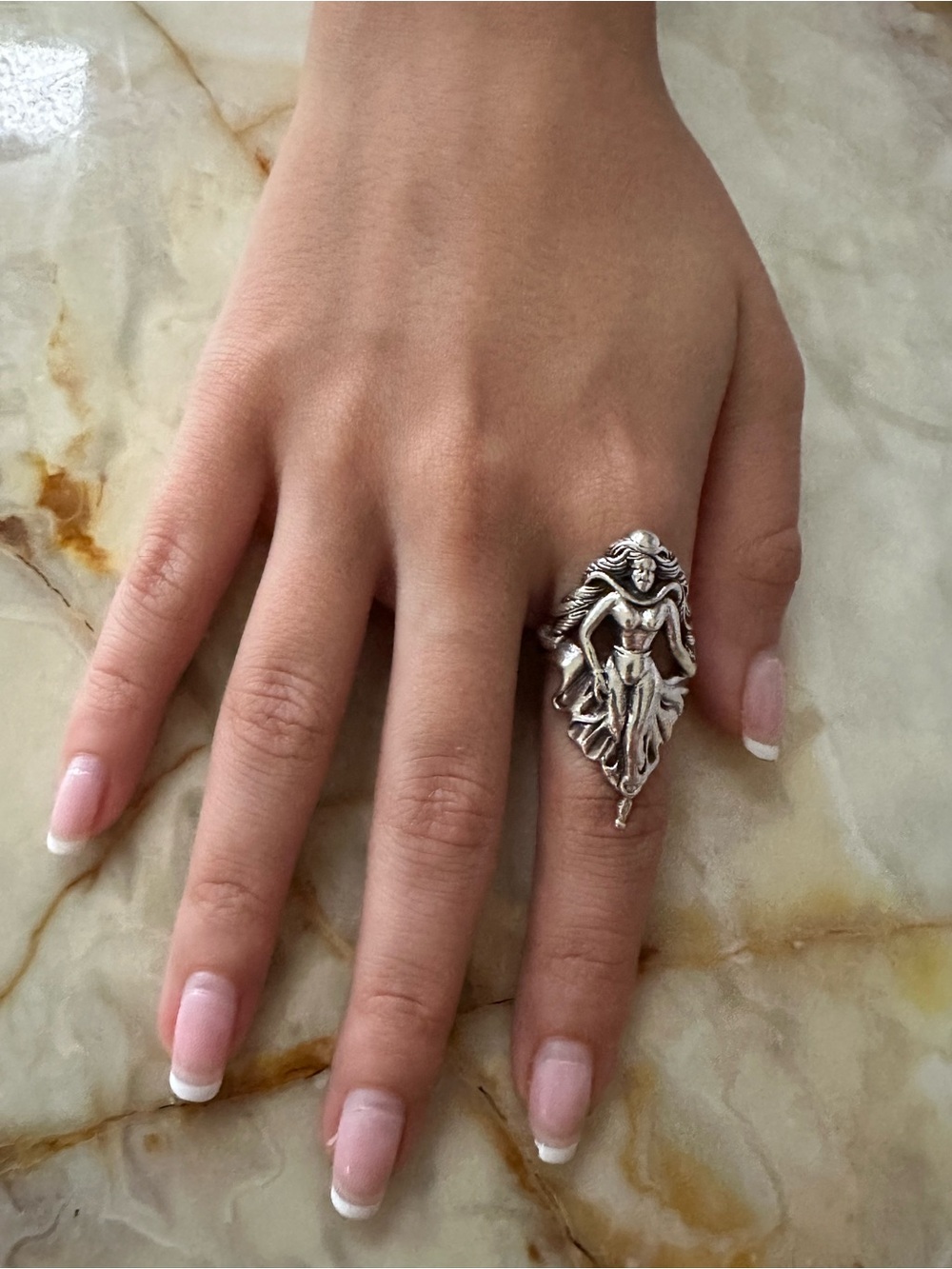 925 Sterling Silver Mermaid Statement Ring - Picture 2 of 6